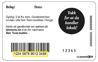 Sjekke saldo på Skin Tonic gavekort